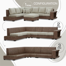 დივანი HOBEL NEW CORNER CORONA F/R CAPPUCCINO PHANTOM 12/ LIGHT CREAM BEATTO 1066 L (10)