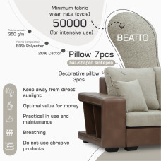 დივანი HOBEL NEW CORNER CORONA F/R CAPPUCCINO PHANTOM 12/ LIGHT CREAM BEATTO 1066 L (10)