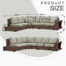 დივანი HOBEL NEW CORNER CORONA F/R CAPPUCCINO PHANTOM 12/ LIGHT CREAM BEATTO 1066 L (10)