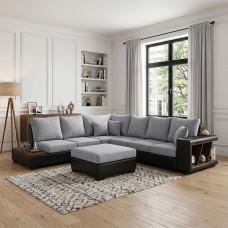 sofa HOBEL NEW CORNER CORONA F/R BLACK PHANTOM 15/ LIGHT GREY BEATTO 1067 L (10)