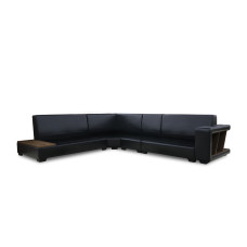 sofa HOBEL NEW CORNER CORONA F/R BLACK PHANTOM 15/ LIGHT GREY BEATTO 1067 L (10)