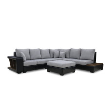 диван HOBEL NEW CORNER CORONA F/R BLACK PHANTOM 15/ LIGHT GREY BEATTO 1067 R (10)