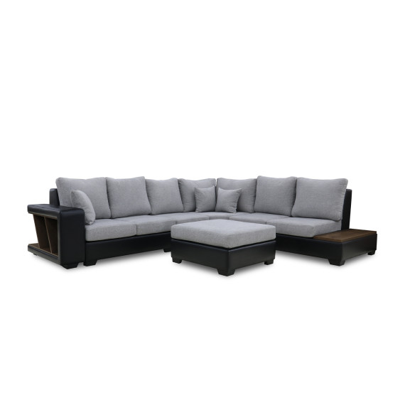 диван HOBEL NEW CORNER CORONA F/R BLACK PHANTOM 15/ LIGHT GREY BEATTO 1067 R (10)