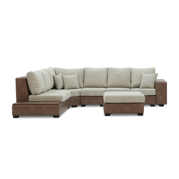 sofa HOBEL NEW CORNER CORONA F/R CAPPUCCINO PHANTOM 12/ LIGHT CREAM BEATTO 1066 L (10)