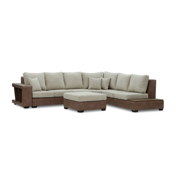 sofa HOBEL NEW CORNER CORONA F/R CAPPUCCINO PHANTOM 12/ LIGHT CREAM BEATTO 1066 R (10)