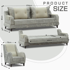 sofa set HOBEL OLIVIA 3+1+1 CAPPUCCINO MONACO 4/CREAM BUKLE 4 (4)