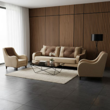 გარნიტური HOBEL OLIVIA 3+1+1 CREAM CATALANA 3 / LIGHT BROWN CATALANA 5(4)