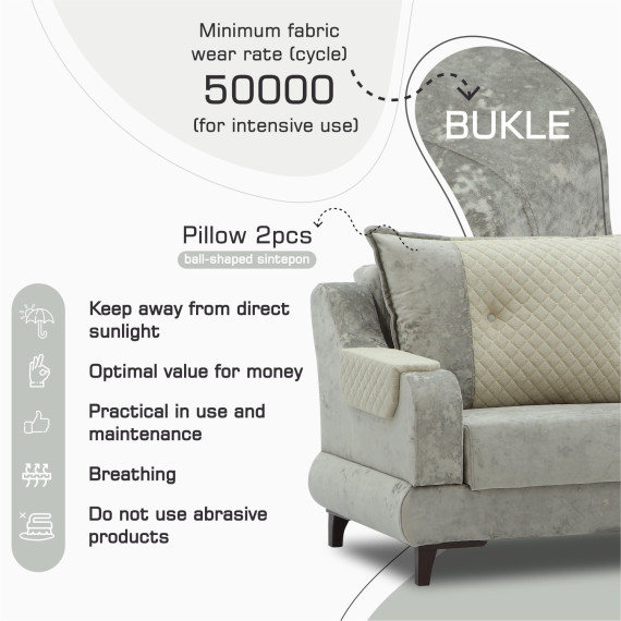 გარნიტური HOBEL OLIVIA 3+1+1 F/R CAPPUCCINO MONACO 4/BUKLE 4 (4)