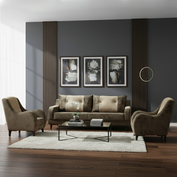 გარნიტური HOBEL OLIVIA 3+1+1 F/R BROWN MONACO 5/BONCUK 6 (4)