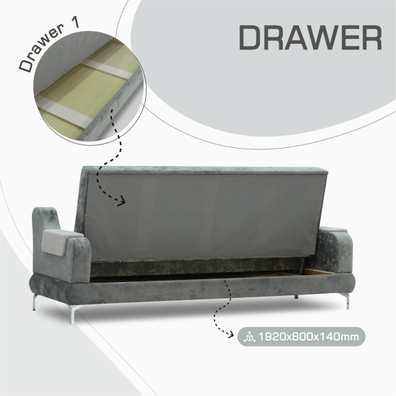 გარნიტური HOBEL OLIVIA 3+1+1 KAX 0419 METAL/GREY MONACO 14/GREY BUKLE 9 (4)
