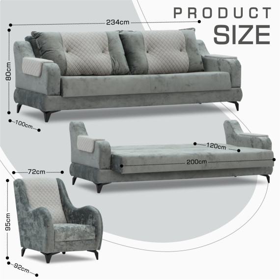 гарнитур HOBEL OLIVIA 3+1+1 L38120/AB BLACK/GREY MONACO 14/GREY BUKLE 9 (4)