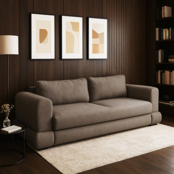 დივანი HOBEL SIDNEY PLUS 3 STR F/Z LIGHT BROWN BUKLE 5 (2)