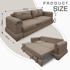 sofa HOBEL SIDNEY PLUS 3 STR F/Z LIGHT BROWN BUKLE 5 (2)