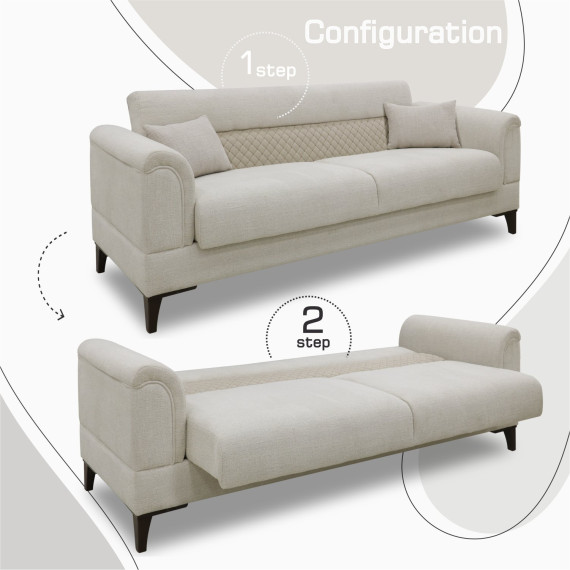 გარნიტური HOBEL STONE 3+1+1 CREAM BEATTO 1065/ BUKLE 4/INFINITY 103 (3)