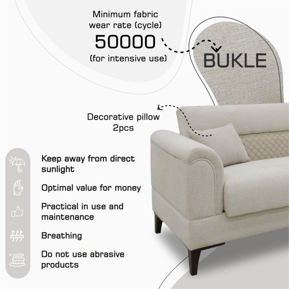 გარნიტური HOBEL STONE 3+1+1 CREAM BEATTO 1065/ BUKLE 4/INFINITY 103 (3)