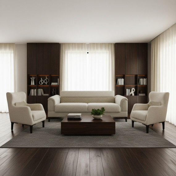 გარნიტური HOBEL STONE 3+1+1 CREAM BEATTO 1065/ BUKLE 4/INFINITY 103 (3)