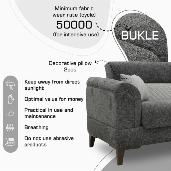 გარნიტური HOBEL STONE 3+1+1 DARK GRAY BEATTO 1079/BUKLE 9/ INFINIY 991 (3)