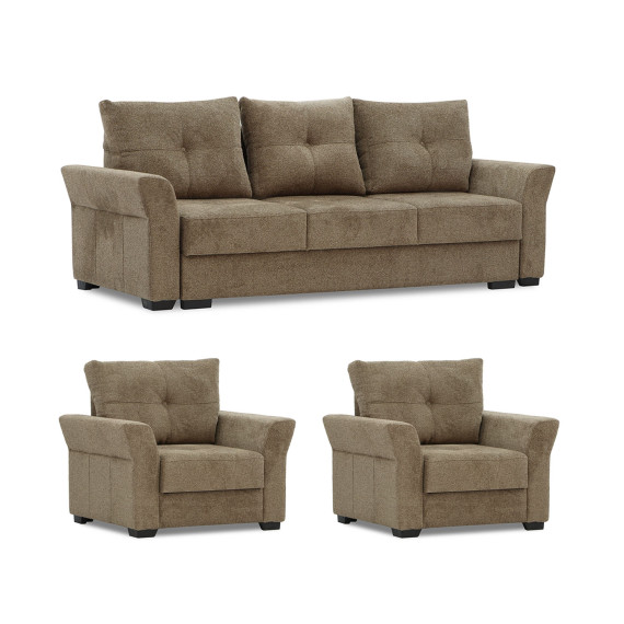 გარნიტური HOBEL TEXAS 3+1+1 D/P LIGHT BROWN BEATTO 1012 (6)