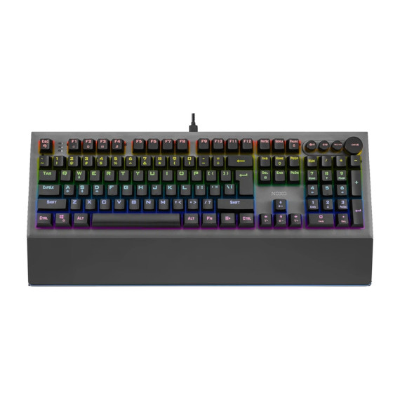 კლავიატურა NOXO NOXO CONQUEROR MECHANICAL RAINBOW BACKLIT GAMING KEYBOARD BLUE SWITCH EN/RU BLACK