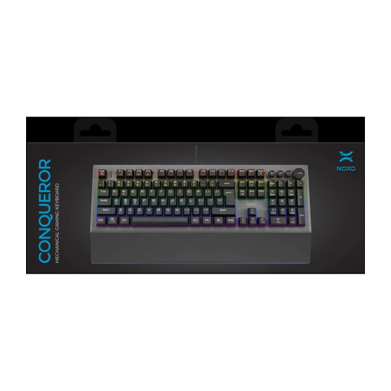 კლავიატურა NOXO NOXO CONQUEROR MECHANICAL RAINBOW BACKLIT GAMING KEYBOARD BLUE SWITCH EN/RU BLACK