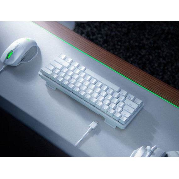 კლავიატურა RAZER HUNTSMAN MINI MERCURY ED RGB 61KEY PURPLE SWITCH WHITE