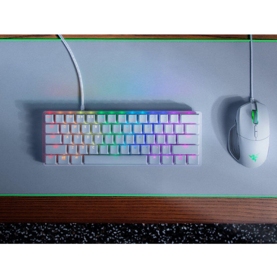 კლავიატურა RAZER HUNTSMAN MINI MERCURY ED RGB 61KEY RED SWITCH WHITE