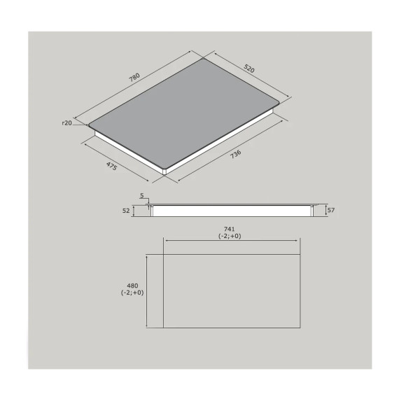 კერამიკული ქურის ზედაპირი AIRFORCE INTEGRA 90 B2 OCTA INDUCTIVE