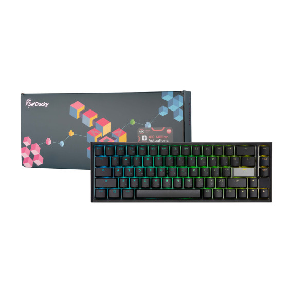 კლავიატურა DUCKY ONE 2 SF CHERRY SPEED SILVER RGB LED RU BLACK-WHITE