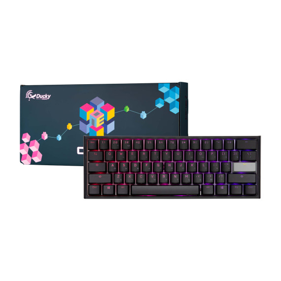 კლავიატურა DUCKY ONE 2 MINI CHERRY BLUE RGB LED UA/RU BLACK-WHITE