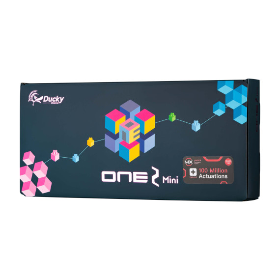 კლავიატურა DUCKY ONE 2 MINI CHERRY BLUE RGB LED UA/RU BLACK-WHITE