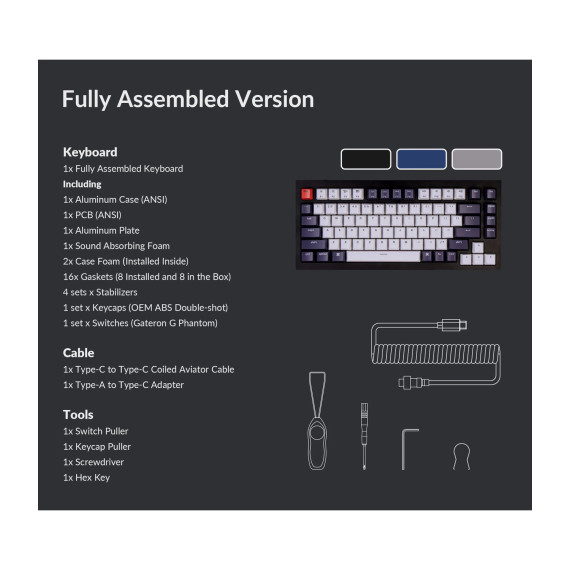 კლავიატურა KEYCHRON Q1 75KEY GATERON PHANTOM BLUE EN RGB GRAY