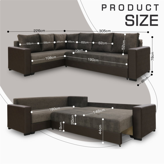 დივანი HOBEL CORNER ERICA F/P COFFEE V460/ DARK BROWN JAGUAR 18 L (6)