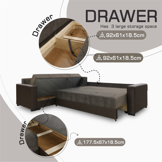 დივანი HOBEL CORNER ERICA F/P COFFEE V460/ DARK BROWN JAGUAR 18 L (6)