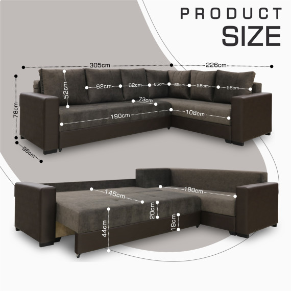 დივანი HOBEL CORNER ERICA F/P COFFEE V460/ DARK BROWN JAGUAR 18 R (6)