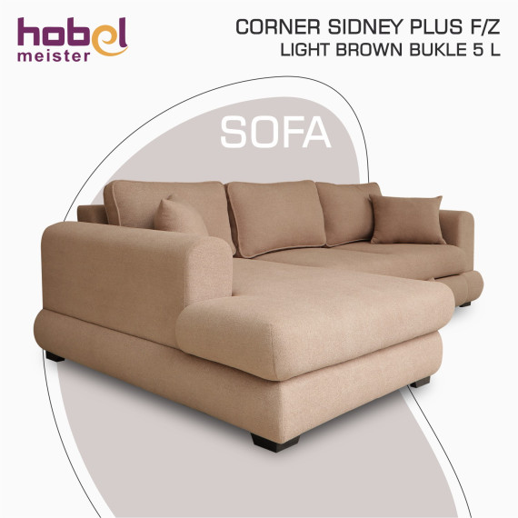 диван HOBEL CORNER SIDNEY PLUS F/Z LIGHT BROWN BUKLE 5 L (3)