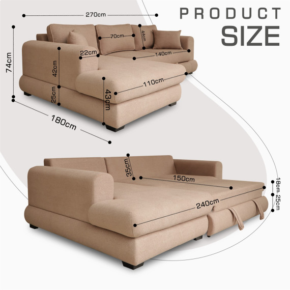 диван HOBEL CORNER SIDNEY PLUS F/Z LIGHT BROWN BUKLE 5 L (3)