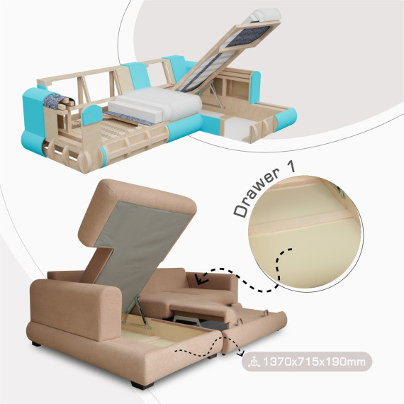 диван HOBEL CORNER SIDNEY PLUS F/Z LIGHT BROWN BUKLE 5 L (3)