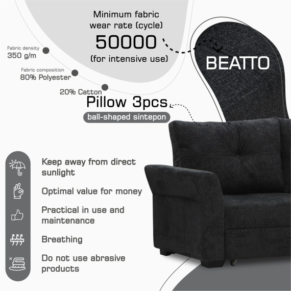 დივანი HOBEL CORNER TEXAS F/P DARK GREY BEATTO 1078 L (5)