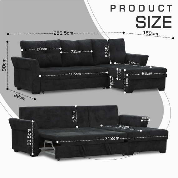 დივანი HOBEL CORNER TEXAS F/P DARK GREY BEATTO 1078 R (5)