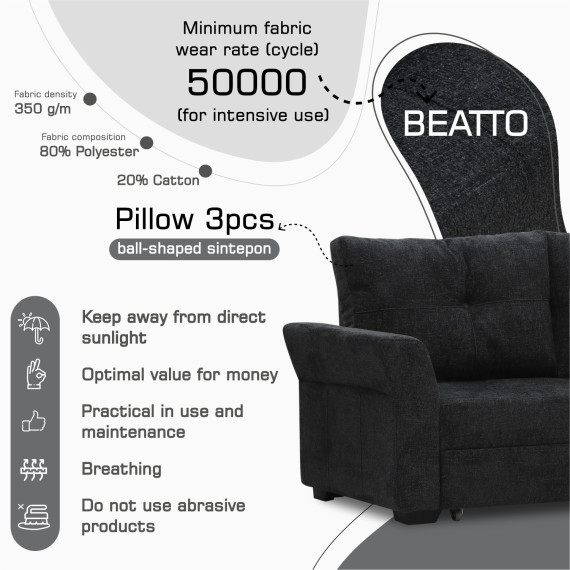 დივანი HOBEL CORNER TEXAS F/P DARK GREY BEATTO 1078 R (5)