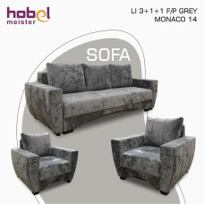 sofa set HOBEL LI 3+1+1 F/P GREY MONACO 14 (5)