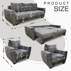 sofa set HOBEL LI 3+1+1 F/P GREY MONACO 14 (5)