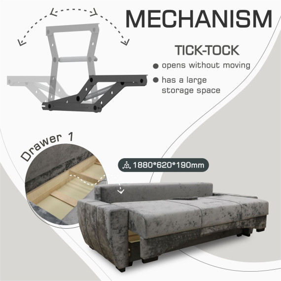 გარნიტური HOBEL LI 3+1+1 F/P GREY MONACO 14 (5)