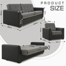 გარნიტური HOBEL MODERN LUX 3+1+1 F/R BLACK 4503/ DARK GREY LEONARDO 15 (4)