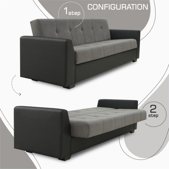 გარნიტური HOBEL MODERN LUX 3+1+1 F/R BLACK 4503/ DARK GREY LEONARDO 15 (4)