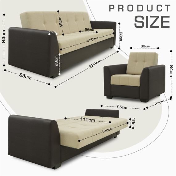 გარნიტური HOBEL MODERN LUX 3+1+1 F/R BROWN 3673/ CREAM LEONARDO 3 (4)