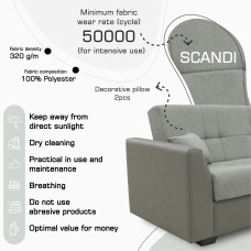 sofa HOBEL MODERN LUXE ECONOM F/R GREY V460/ GREY SCANDI 21 (2)