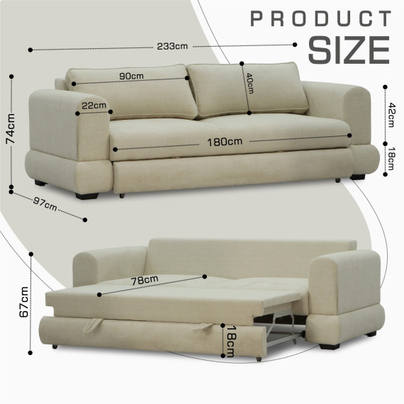 დივანი HOBEL SIDNEY PLUS 3 F/R CREAM BEATTO 1065 (2)