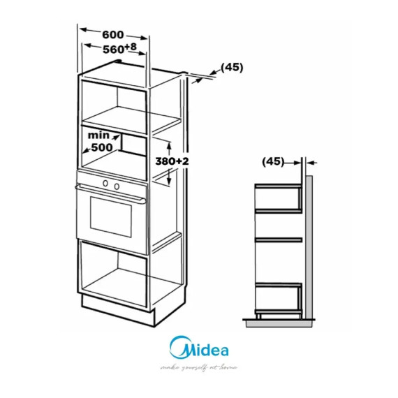 ჩასაშენებელი მიკროტალღური ღუმელი MIDEA MI10250GW