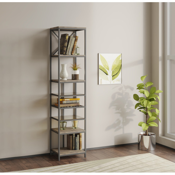 წიგნის კარადა და თარო HOBEL LANFEN M-110 METAL BLACK/ GLASS/ K354 (1)